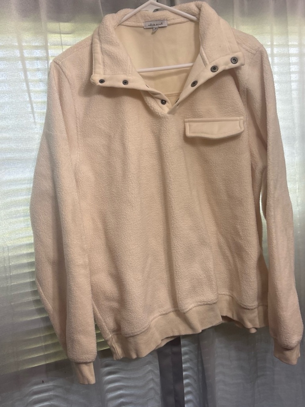 white birch Cream Sherpa-Lined Pullover